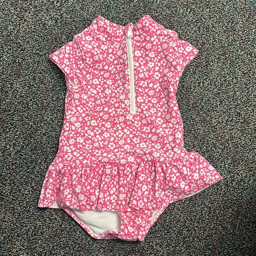 Ralph Lauren Pink and White Floral bathing suit 12mo